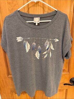 Truself Gray T-Shirt with Feather Arrow Graphic XL
